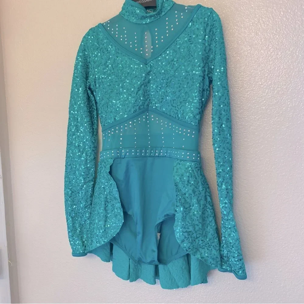 WEISSMAN Elite Dance Costume Kelly green sequin Crazy What Love Can Do 14913 SA